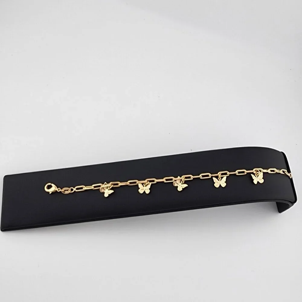 Brand New Brazilan 18k Gold Filled Multi Butterflies Bracelet
